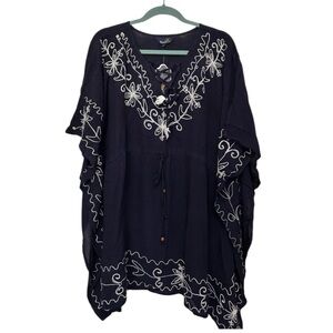 Medium Embroidered Black Swim Cover-Up